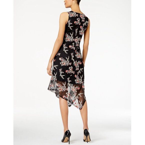 Alfani Floral-Embroidered Fit & Flare Asymmetrical Midi Dress Size 4 Created for - Picture 2 of 6